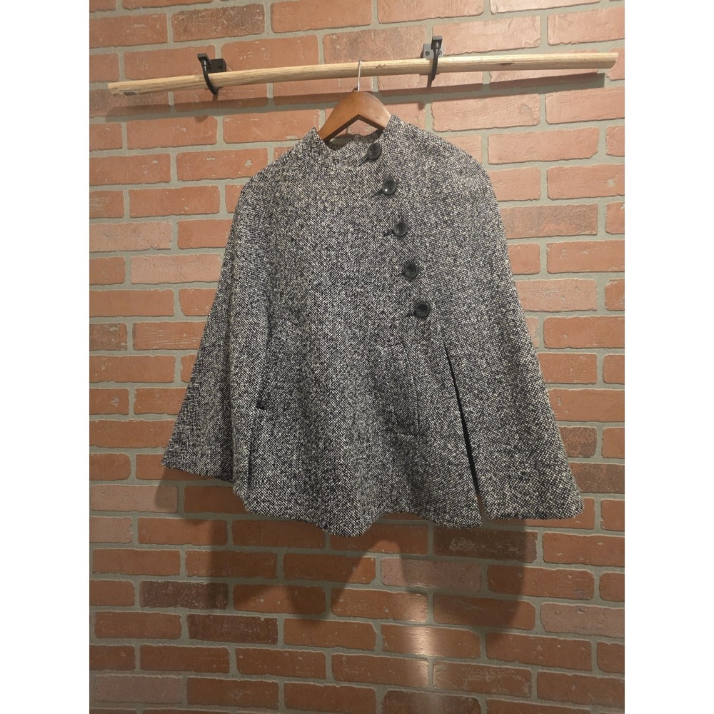 Preston & York Women's Vintage Tweed Cape Jacket Wool Blend Medium Sku97